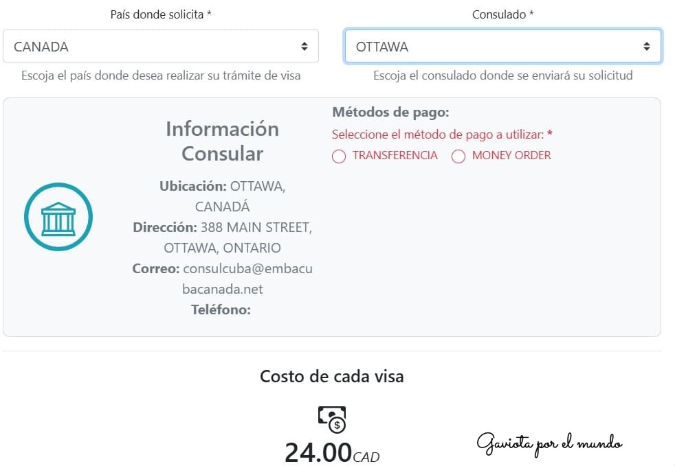 Precio de la visa en Canadá