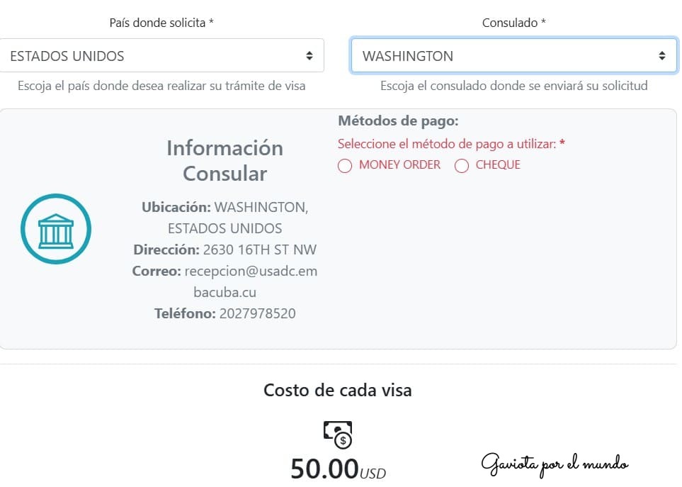 Precio de la visa en Estados Unidos