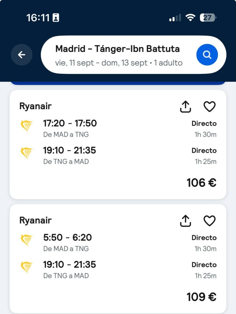Vuelos baratos a Tánger