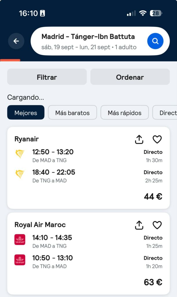 Vuelos baratos a Tánger