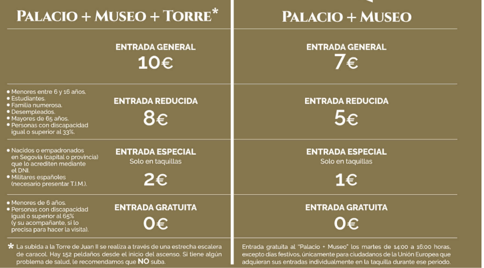Horario y precios del Alcázar de Segovia